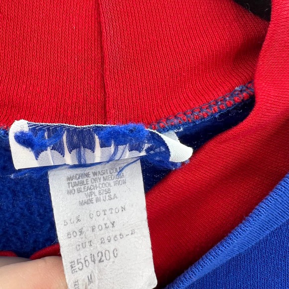 Quips Vintage Sweat Shirt Single Stitch Floral Puff Paint Pattern Blue Medium - Picture 4 of 7